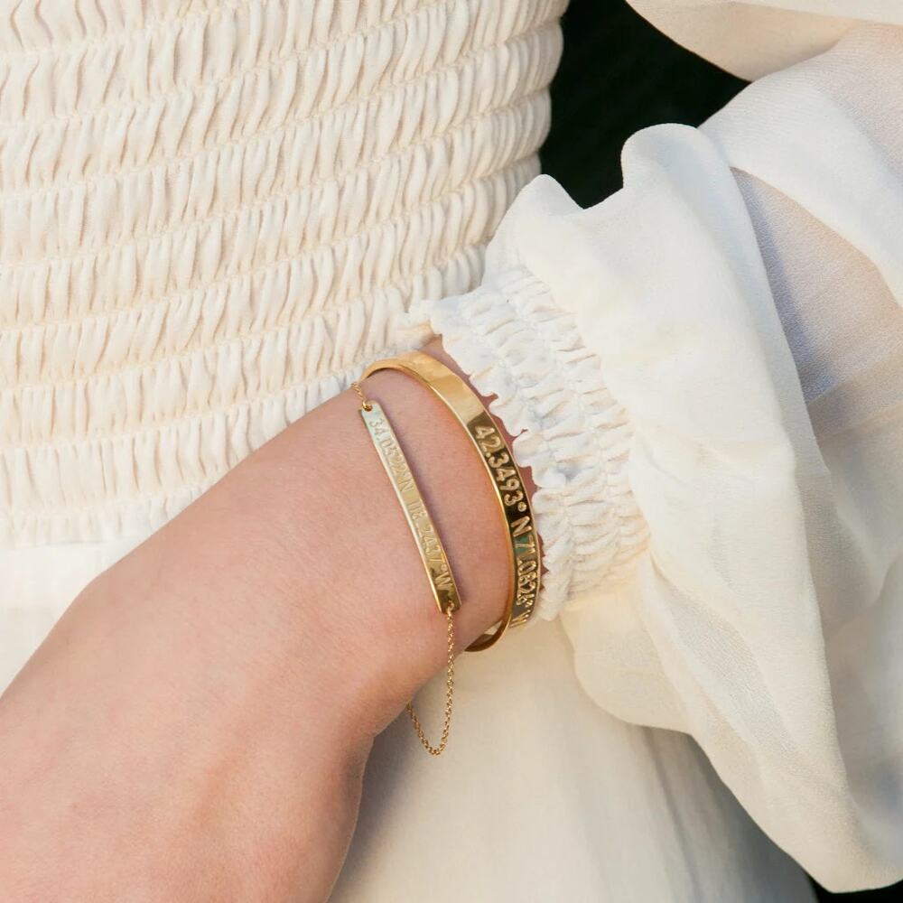 Coordinates Collection Legend GPS Location Gold Vermeil Cuff Bracelet F11-16